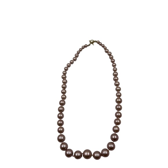 Vintage Monet Dark Faux Pearl Necklace Chunky Small To Large Rod Ring Close MCM - Picture 6 of 7